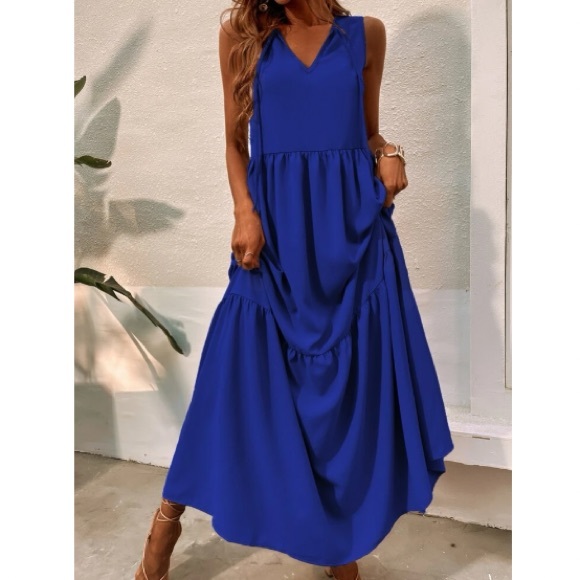 Luxe tie front ruffle hem maxi dress - Picture 2 of 16